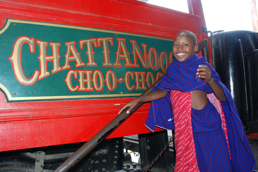 The friendly tour guide bought Sifa and Mathayo wooden train whistles! 